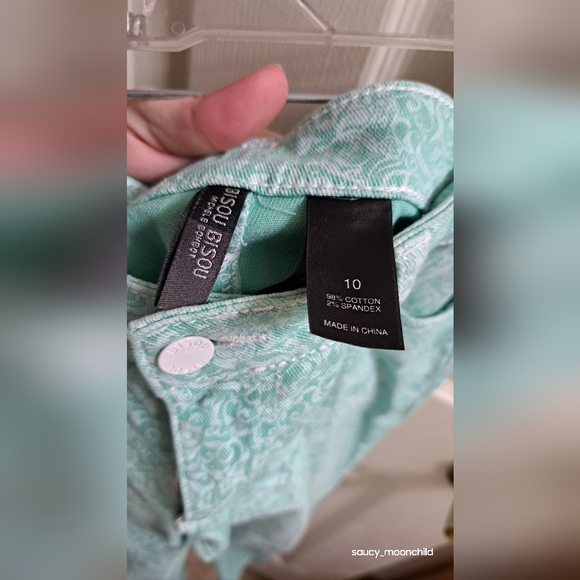 Bisou Bisou • Seafoam Green Pastel Spring Floral Printed Skinny Jeans Womens 10 - Picture 4 of 11